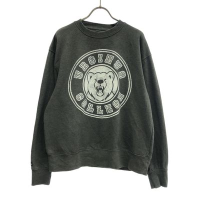 JANSPORTS ジャンスポーツ プリント 長袖 トレーナー M チャコールグレー 裏起毛 スウェット