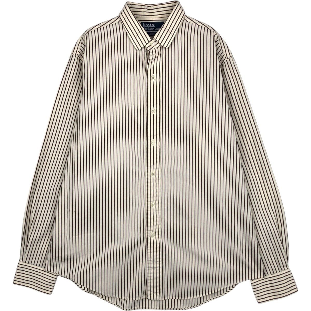 古着 ラルフローレン Ralph Lauren POLO by Ralph Lauren RHODES CUSTOM FIT 長袖 コットンストライプシャツ メンズL相当/eaa628625