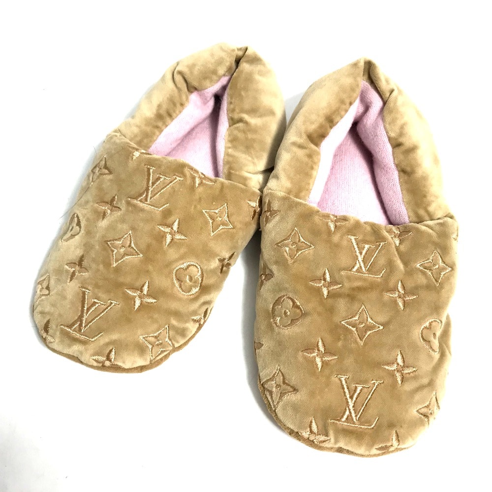 ルイヴィトン LOUIS VUITTON モノグラム ルームシューズ ドリーミーライン サンダル 室内履き ふわふわ 靴 スリッパ ベルベット ベージュ