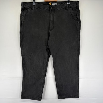 古着 カーハート Carhartt ダック パンツ ワークパンツ サイドポケット ワンポイントロゴ 作業着 W42 L28 グレー系 メンズ