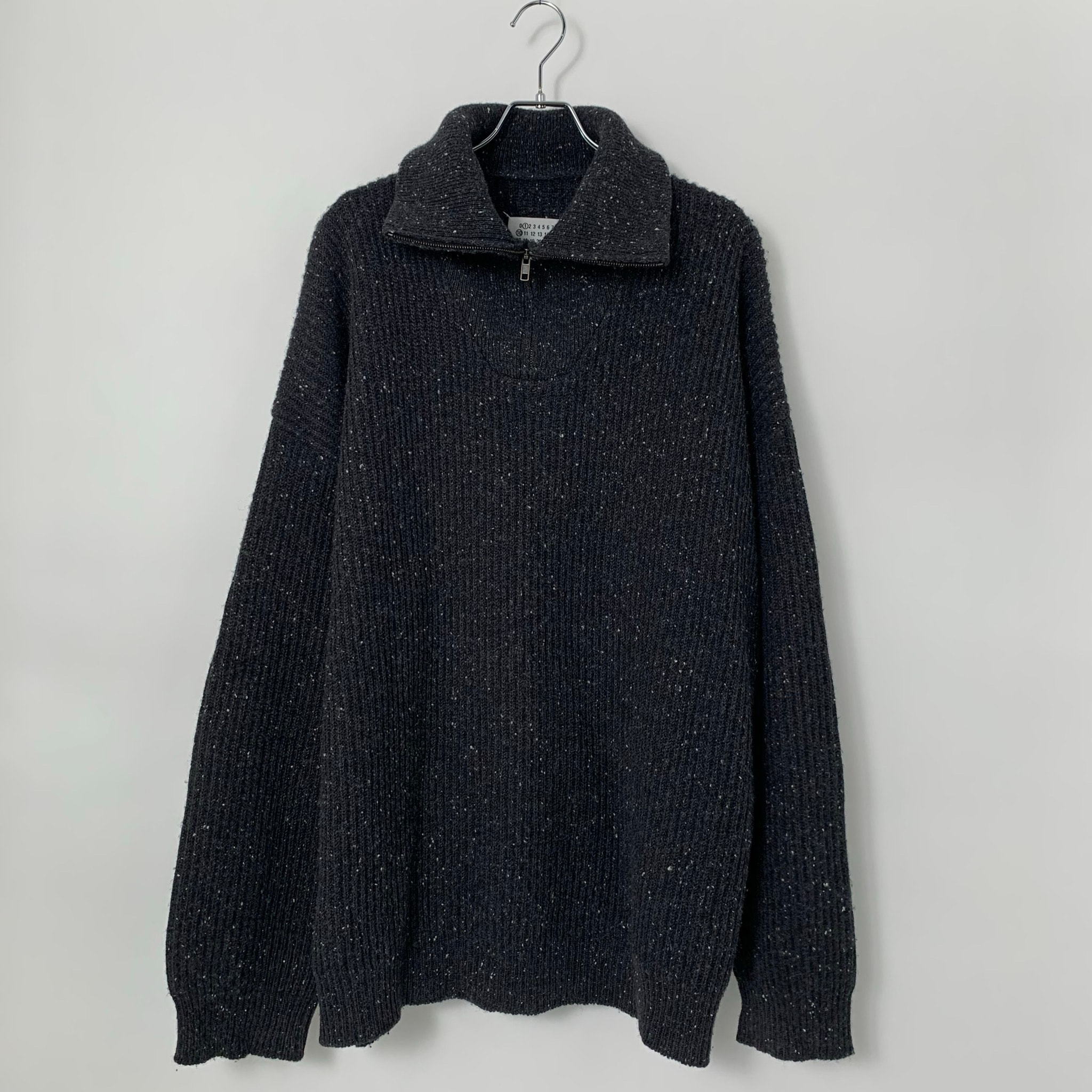 Maison Margiela Men's Shetland Wool Zip Sweatshirt "Charcoal"
