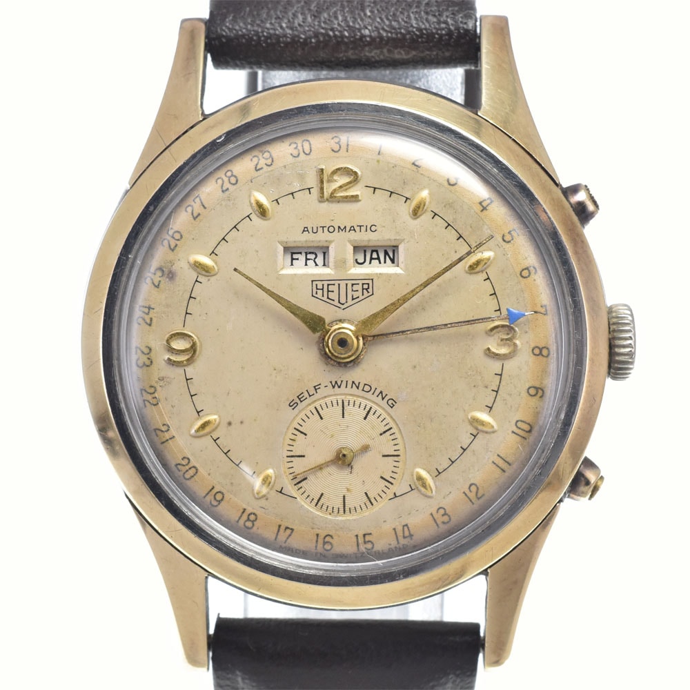 タグホイヤー TAG HEUER ヴィンテージ トリプルカレンダー  アイボリー 自動巻き メンズ 良品 腕時計 Y#146333