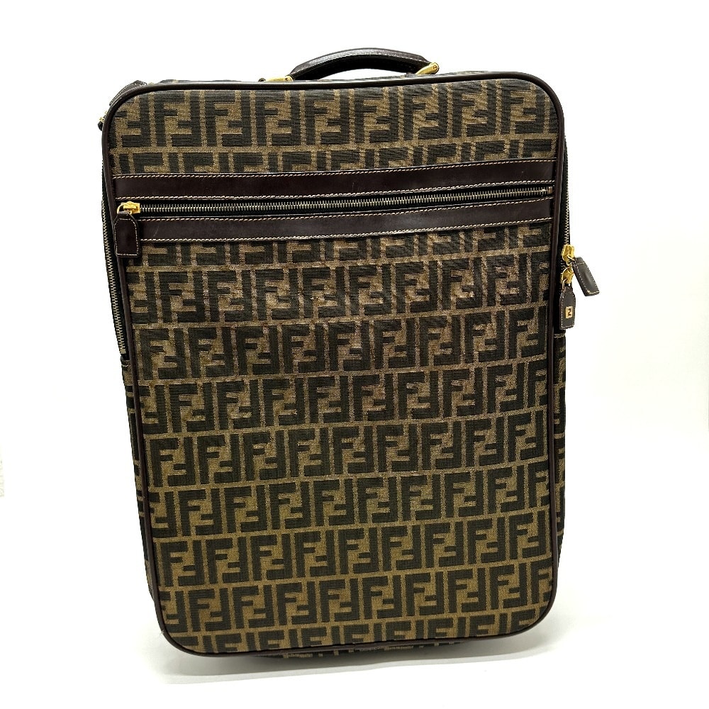 フェンディ FENDI ズッカ柄 2輪 カバン キャリーバッグ キャンバス ブラウン