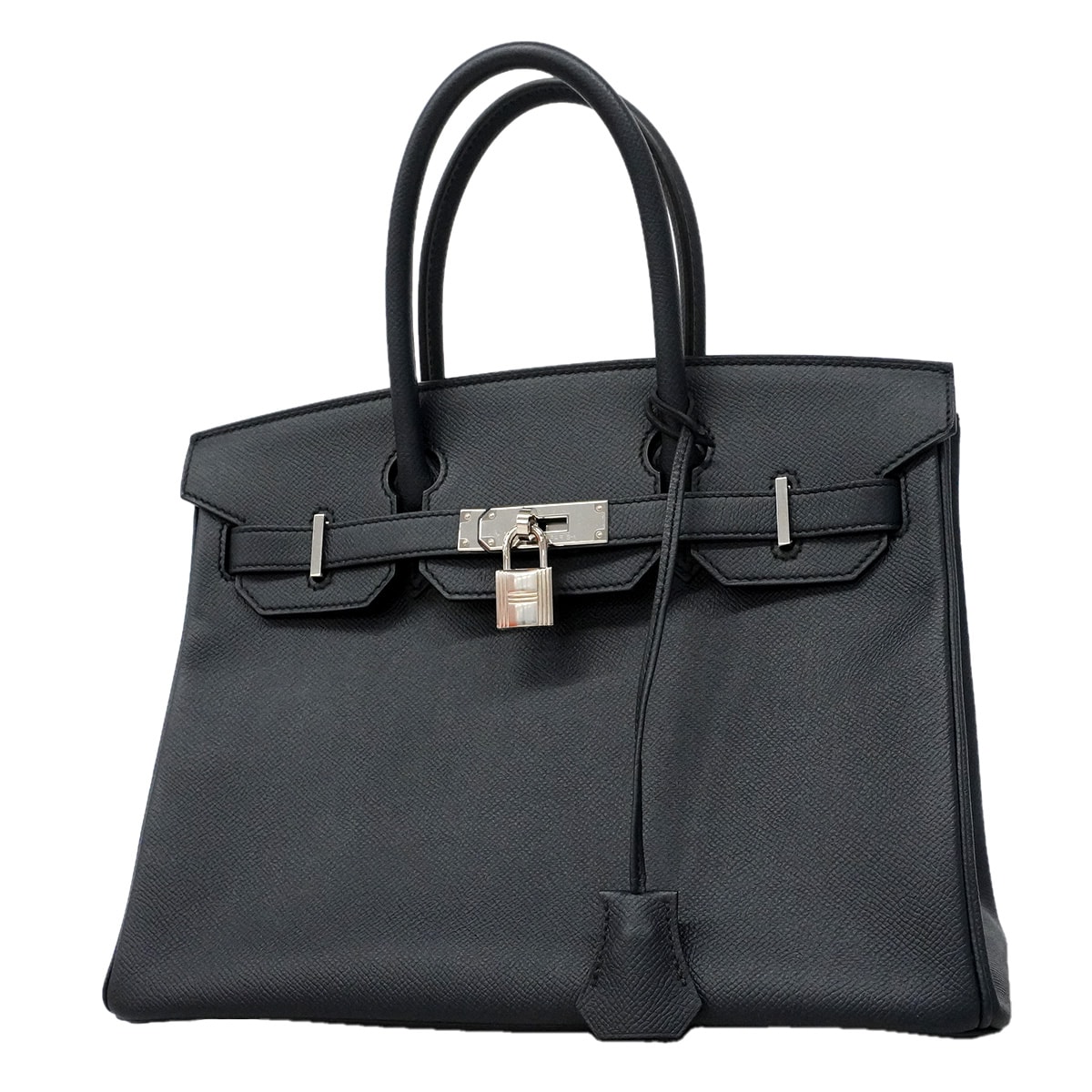 ★SALE【6ia1145-g】エルメス ハンドバッグ バーキン30 ヴォーエプソン ブルーニュイ シルバー金具 C刻印【中古】レディース