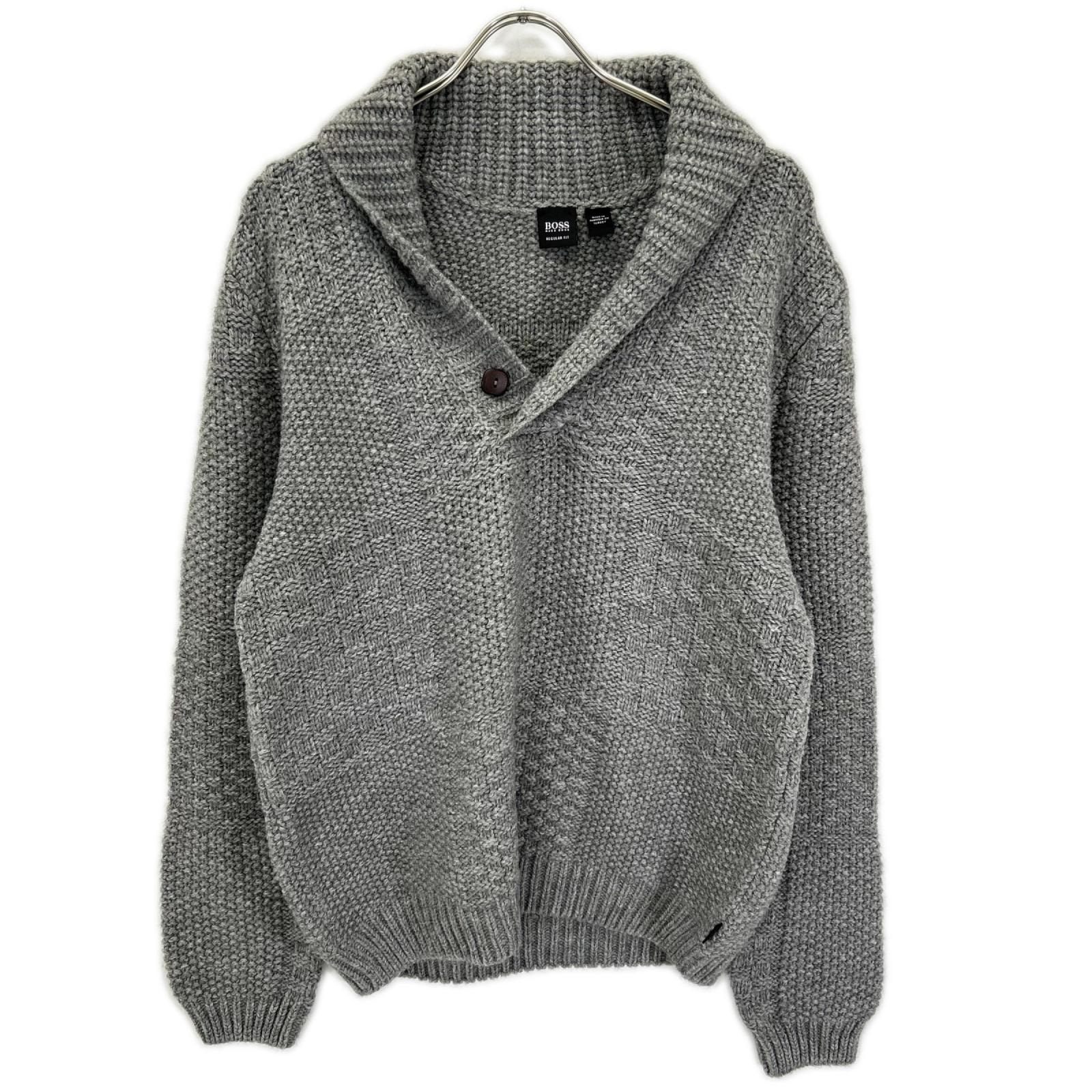ボス グレー アルパカ×ウール ショールニット L