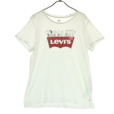 Levi's リーバイス スヌーピー コラボ キャラクタープリント ロゴプリント 半袖 Tシャツ L ホワイト系
