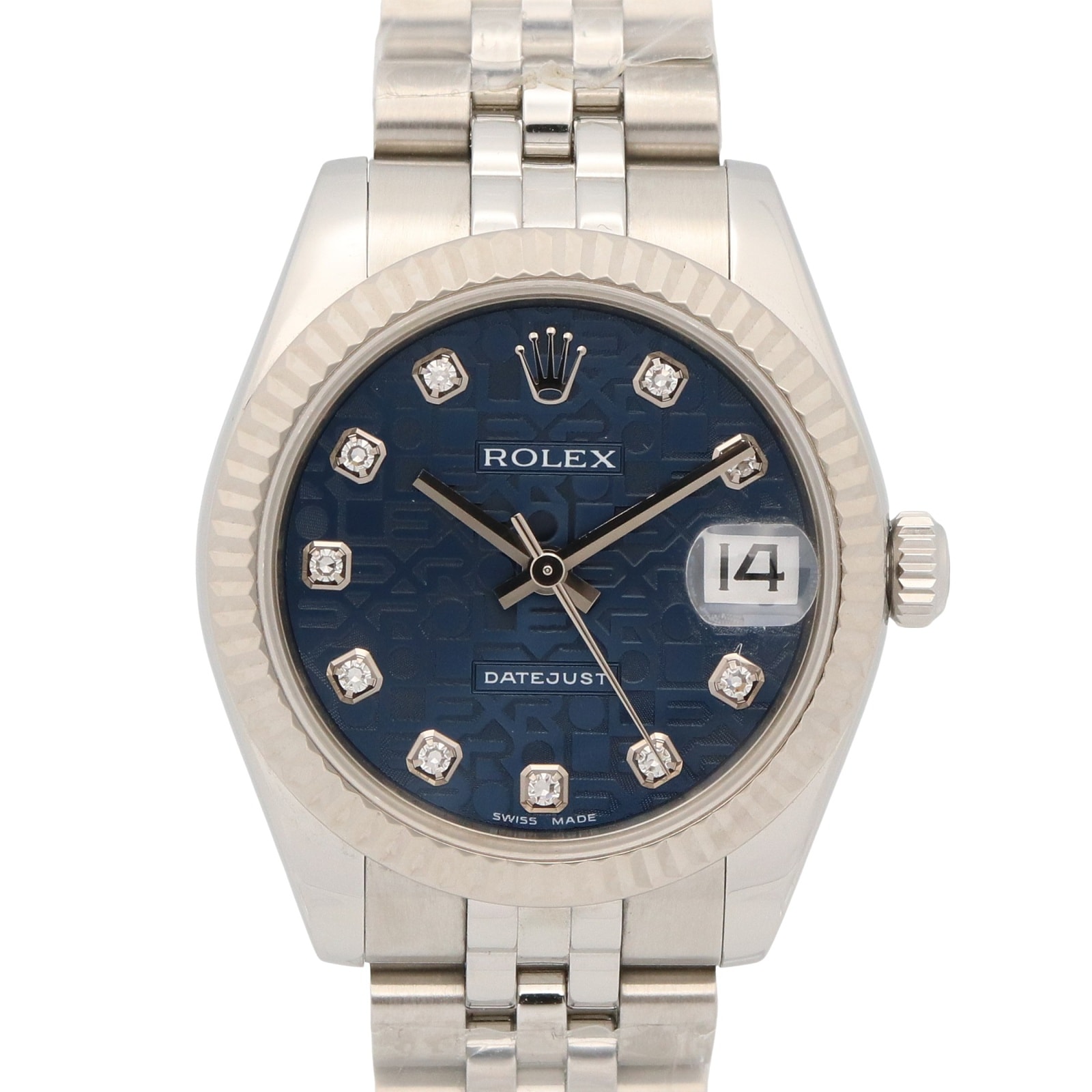 ロレックス ROLEX デイトジャスト 10Pダイヤ ランダム番 腕時計 時計 K18WG(ホワイトゴールド) ステンレススチール ダイヤモンド レディース ブルー系 コンピュータ/新ダイヤ/ジュビリー 178274G 【中古】