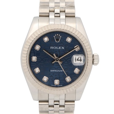 ロレックス ROLEX デイトジャスト 10Pダイヤ ランダム番 腕時計 時計 K18WG(ホワイトゴールド) ステンレススチール ダイヤモンド レディース ブルー系 コンピュータ/新ダイヤ/ジュビリー 178274G 【中古】