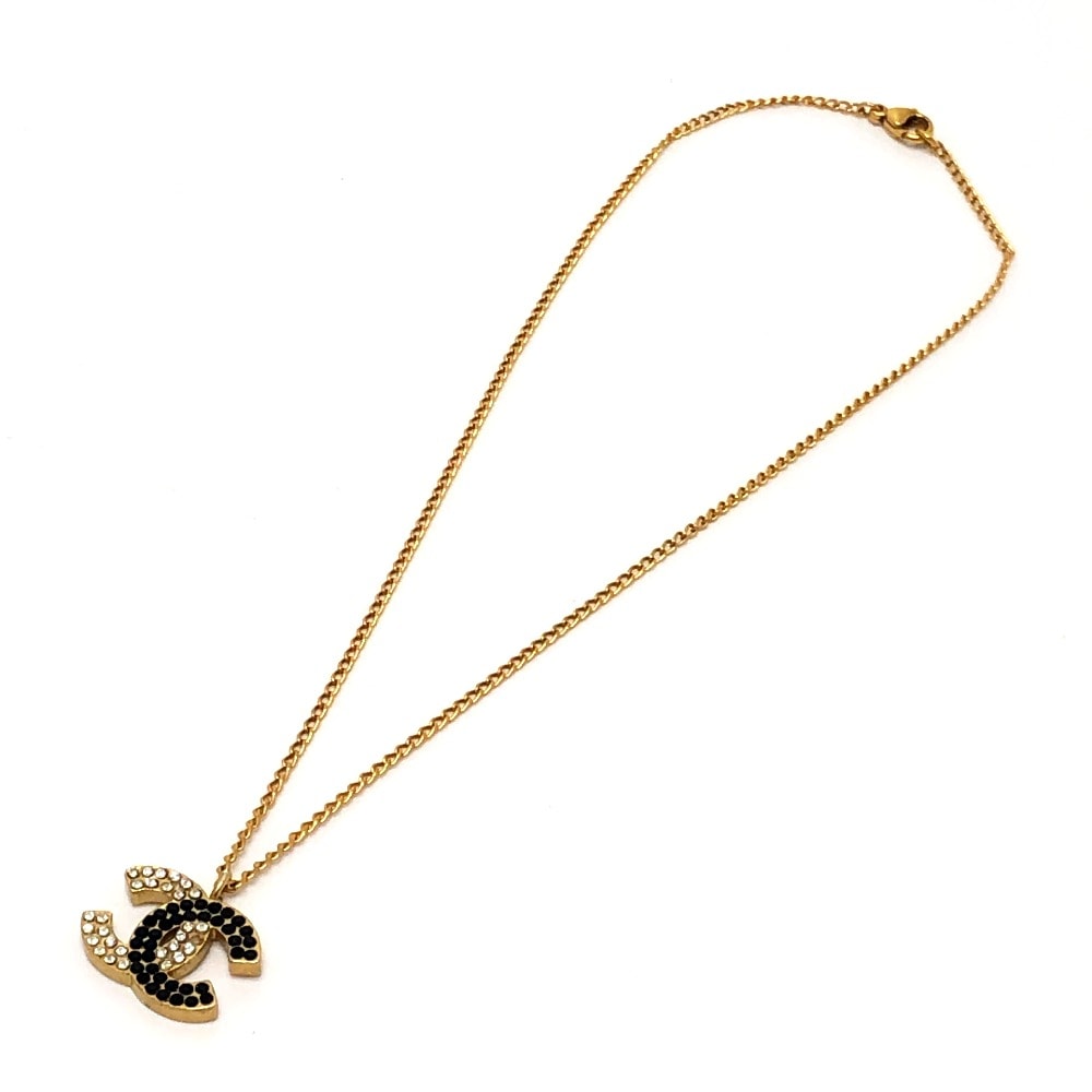シャネル CHANEL ココマーク ラインストーン 03C アクセサリー ペンダント ネックレス メタル ゴールド