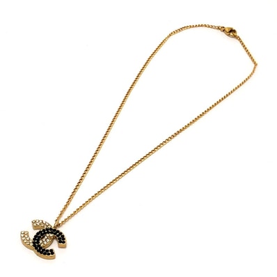 シャネル CHANEL ココマーク ラインストーン 03C アクセサリー ペンダント ネックレス メタル ゴールド