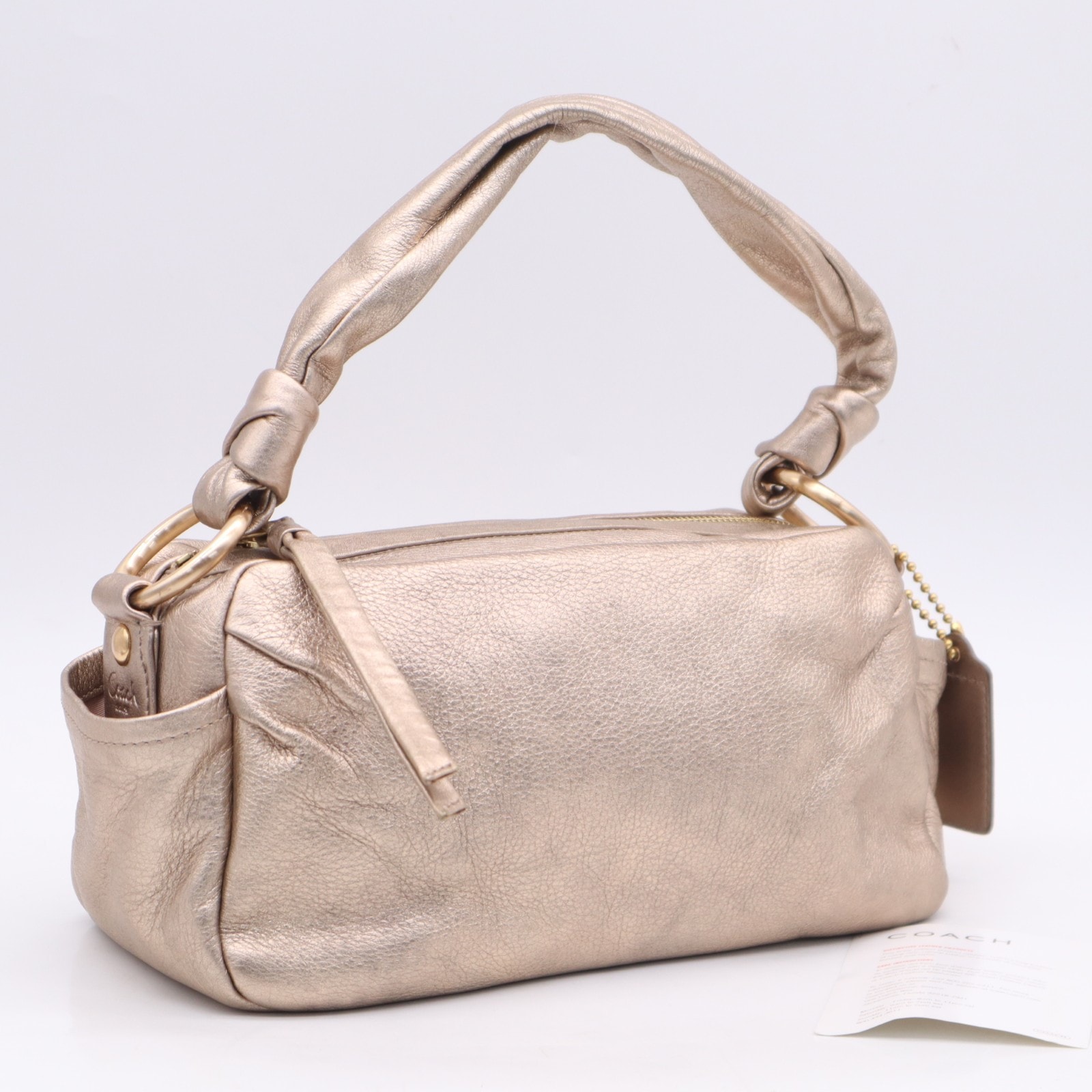 美品 COACH コーチ メタリックレザー パーカー ショルダージップ 13465W9132 ハンドバッグ ピンクゴールド メタリックレザー レディース