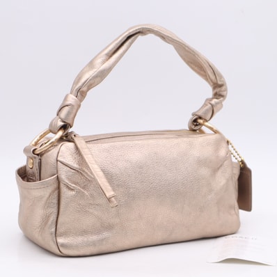美品 COACH コーチ メタリックレザー パーカー ショルダージップ 13465W9132 ハンドバッグ ピンクゴールド メタリックレザー レディース