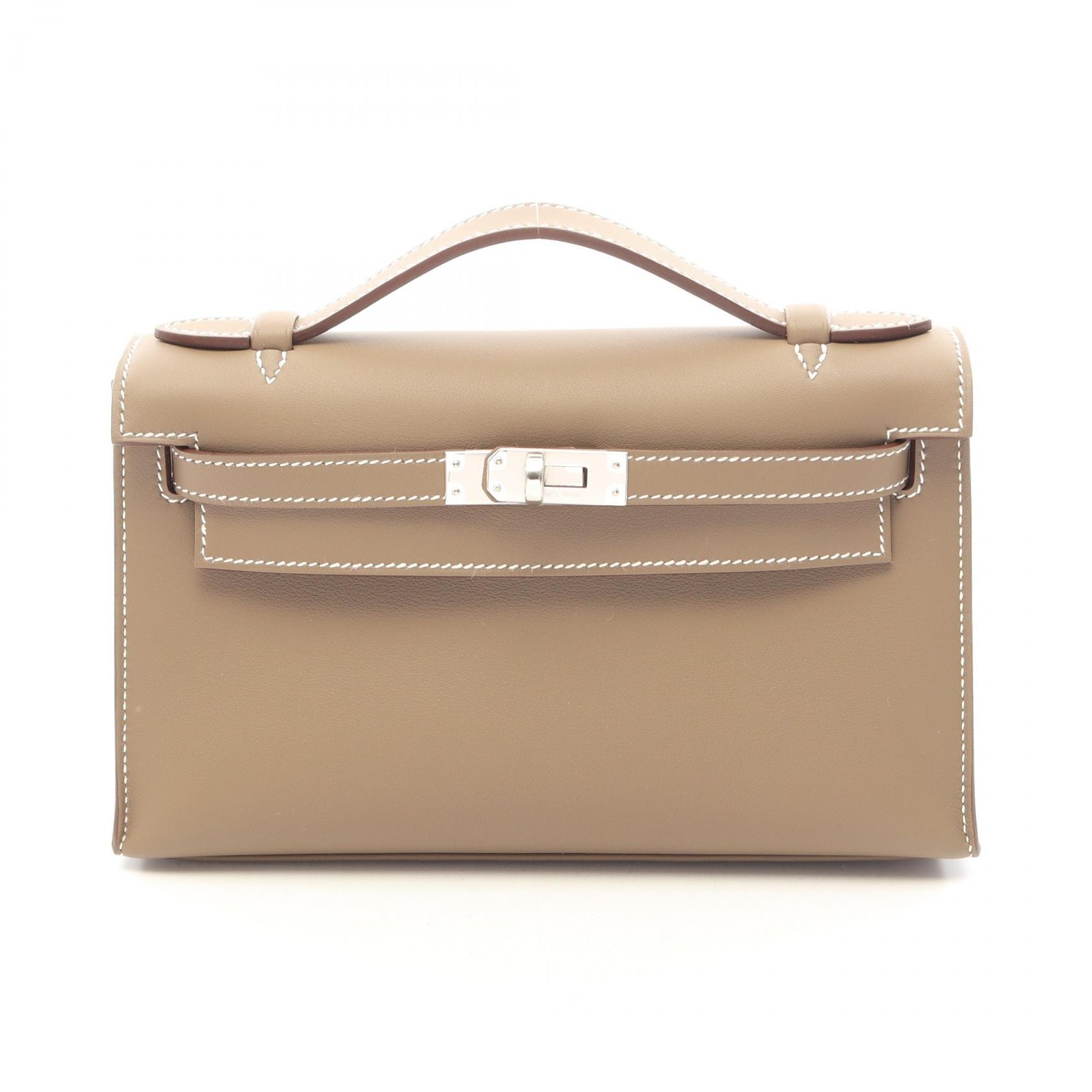 エルメス HERMES ポシェットケリー ミニ エトゥープ ハンドバッグ バッグ ヴォースイフト ヴォースイフト レディース グレー系 【中古】