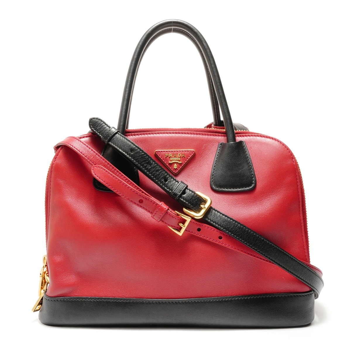 プラダ PRADA ソフトカーフ バイカラー 2WAY ハンドバッグ【中古】