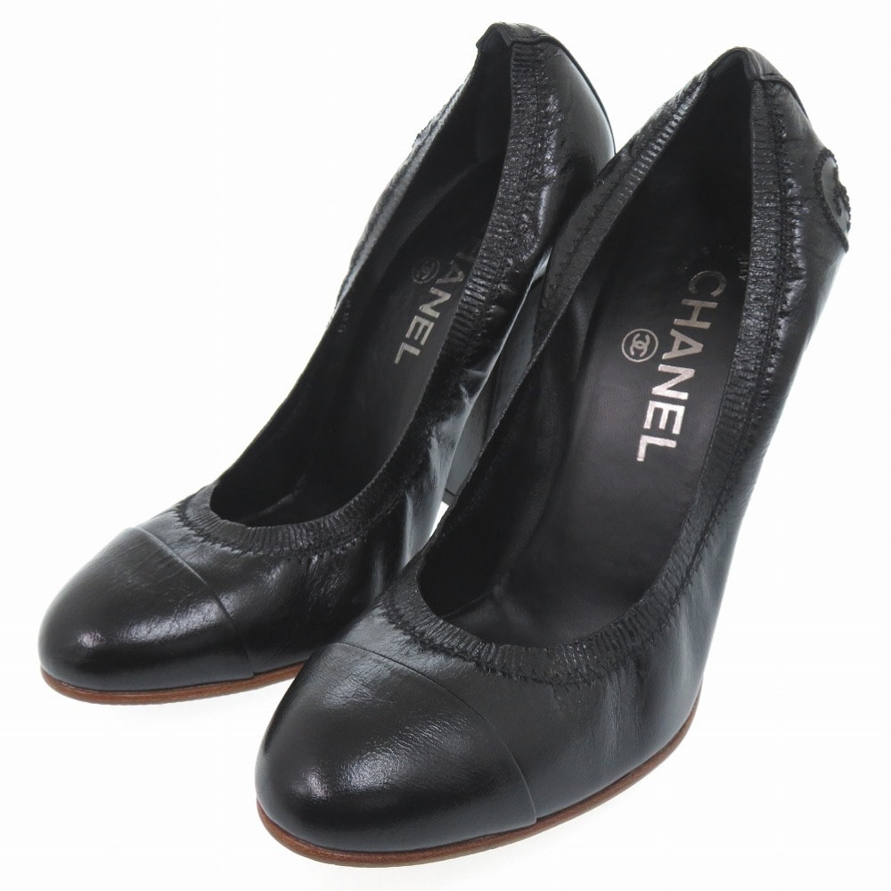 シャネル  ココマーク チャンキーヒール G26184  レザー