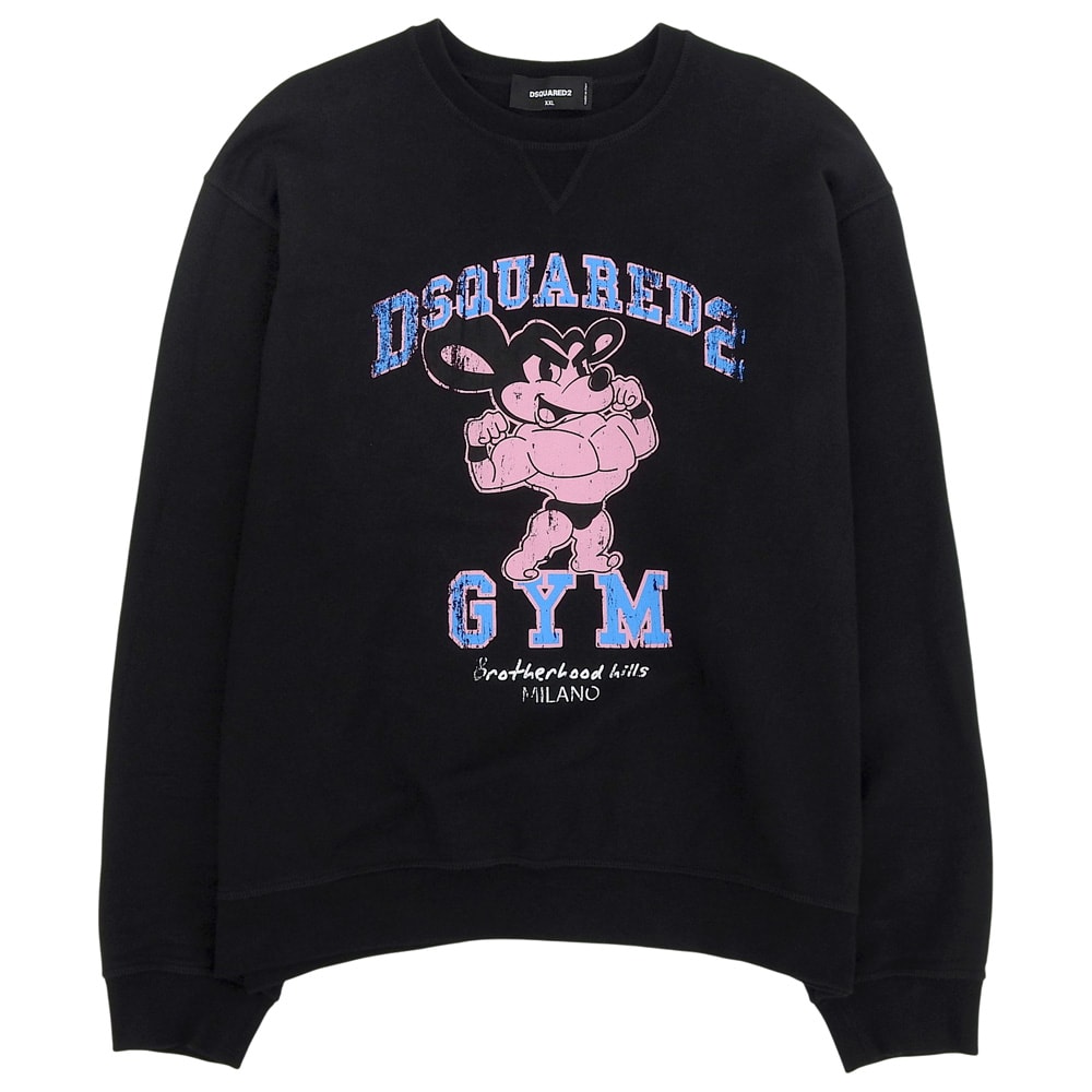 ディースクエアード 美品 Gym Cool Fit Crewneck Sweatshirt トップス メンズ ブラック XXL S74GU0759 XXL