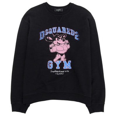 ディースクエアード 美品 Gym Cool Fit Crewneck Sweatshirt トップス メンズ ブラック XXL S74GU0759 XXL