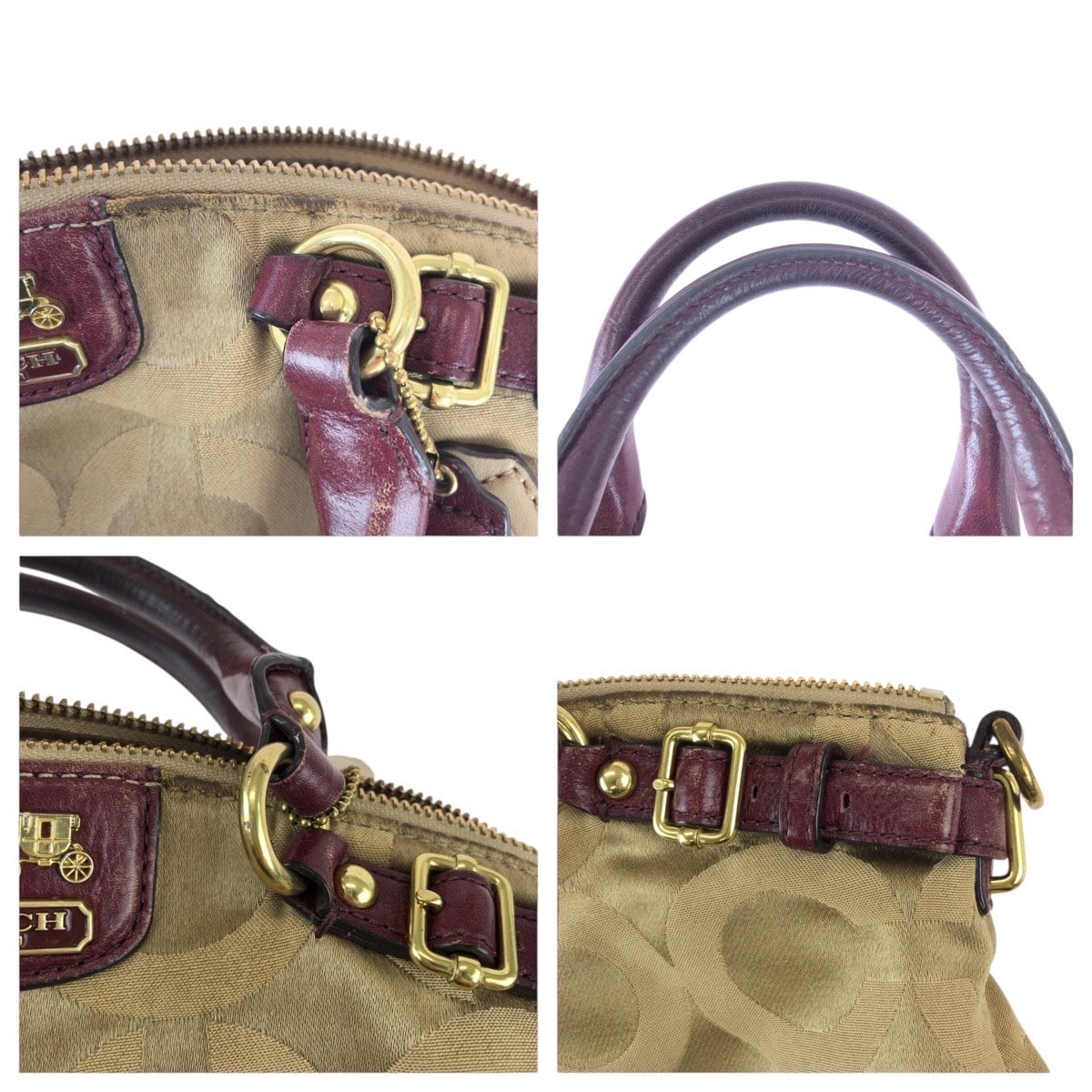 コーチ COACH ハンドバッグ レザー フィービー マディソン ボルドー B (目立った傷や汚れなし)】COACH コーチ マディソン ベージュ