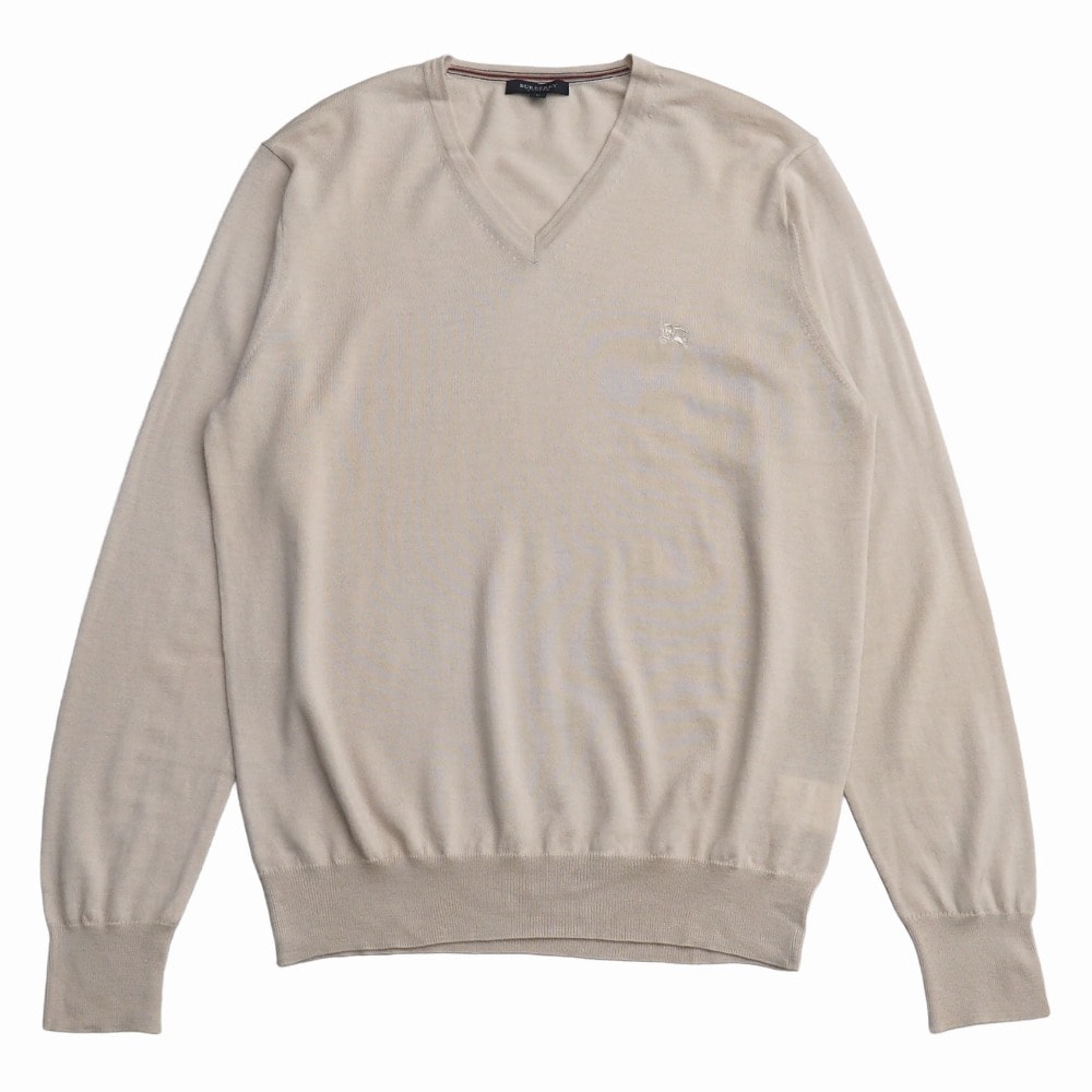 BURBERRY バーバリー ニット サイズL Vネック 薄手セーター ロゴ刺繡 ブランド古着【中古】20261002/RB1167