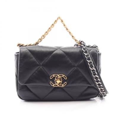 シャネル CHANEL 19 ディズヌフ マトラッセ コンビ金具 2WAY ショルダーバッグ バッグ ラムスキン(羊革) レディース ブラック系 AS1160 【中古】
