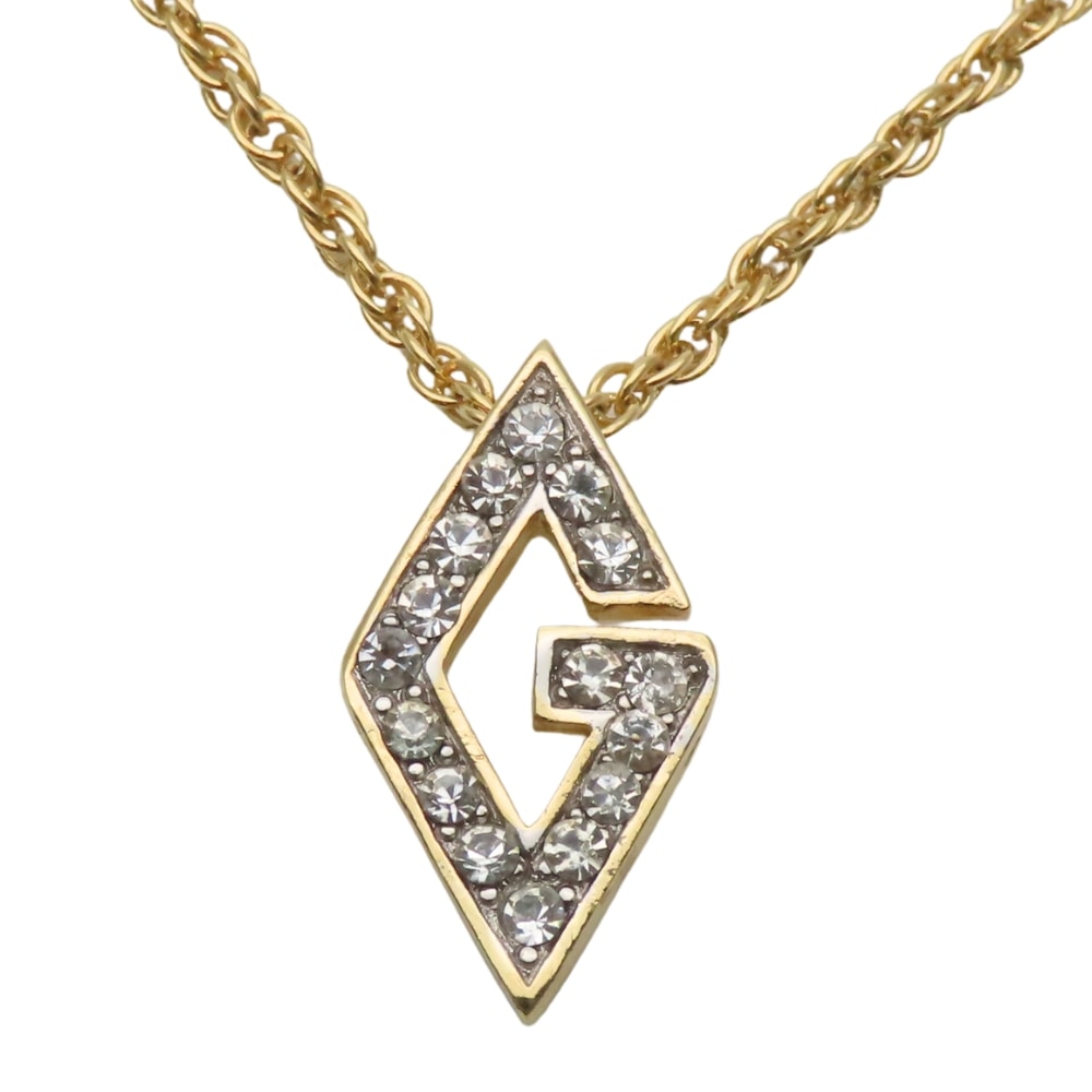 【中古】 ジバンシー ネックレス メタル ラインストーン ゴールド メッキ チェーン アクセサリー レディース 女性 Givenchy