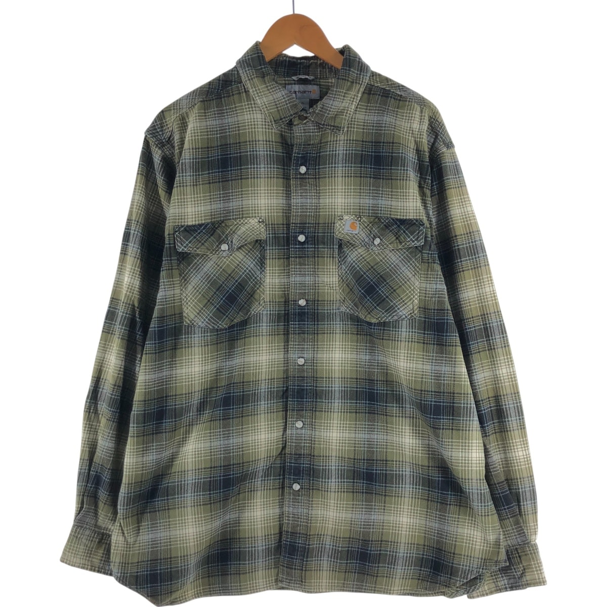古着 カーハート Carhartt RELAXED FIT オンブレチェック 長袖 フランネルチェックシャツ メンズXL相当/eaa532249