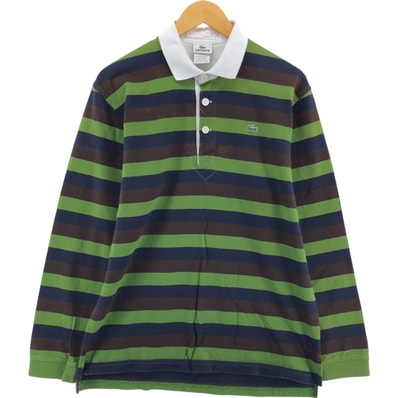 古着 ラコステ LACOSTE ボーダー柄 長袖 ラガーシャツ メンズM相当/eaa547937