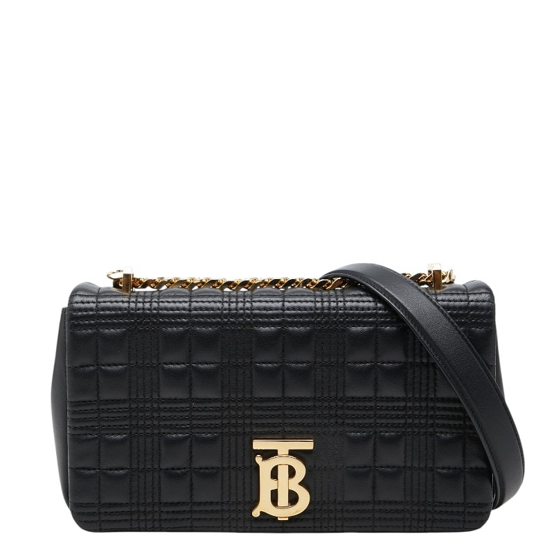 バーバリー TB ローラ キルティング チェーンショルダーバッグ ブラック レザー レディース BURBERRY 【中古】