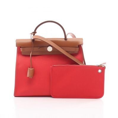 エルメス HERMES エールバッグジップPM 2WAY ハンドバッグ バッグ キャンバス レザー トワルオフィシエ / ヴァッシュハンター トワルオフィシエ ブーゲンビリア C刻印(2018年製造) レディース ピンク系 / ブラウン系