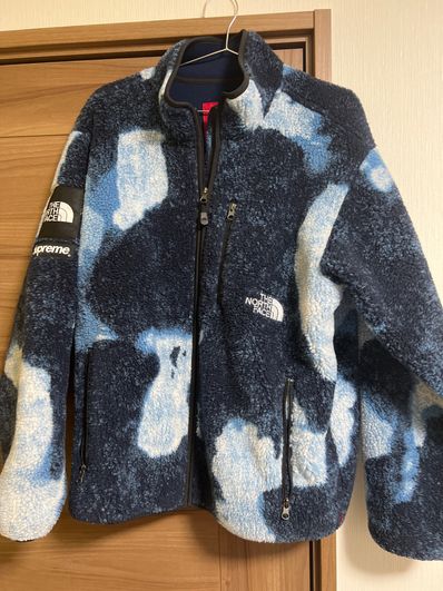 Supreme x The North Face Bleached Denim Print Fleece Jacket "Indigo"