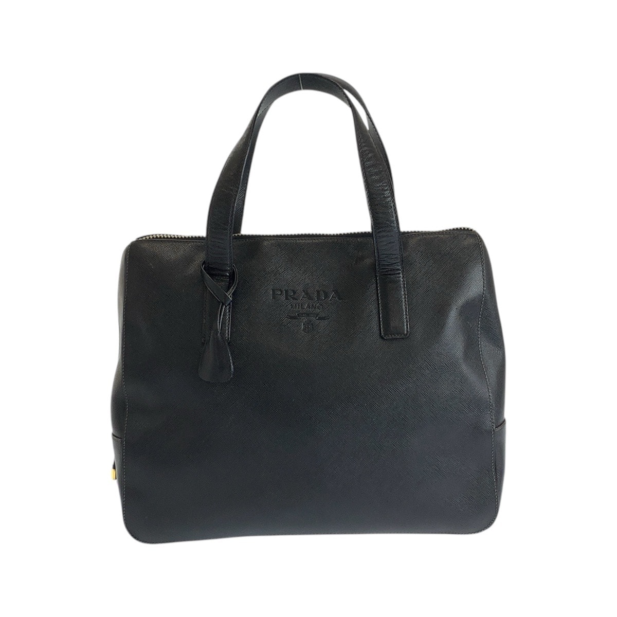 美品 PRADA プラダ サフィアーノ ブラック 黒 ゴールド金具 レザー トートバッグ ハンドバッグ 505769 【中古】
