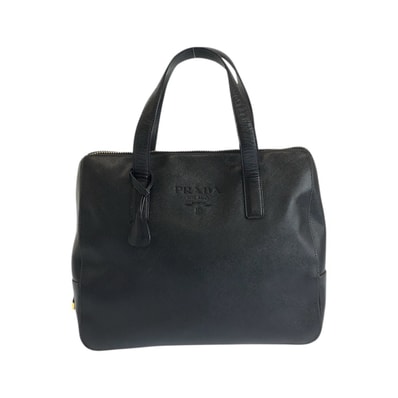 美品 PRADA プラダ サフィアーノ ブラック 黒 ゴールド金具 レザー トートバッグ ハンドバッグ 505769 【中古】