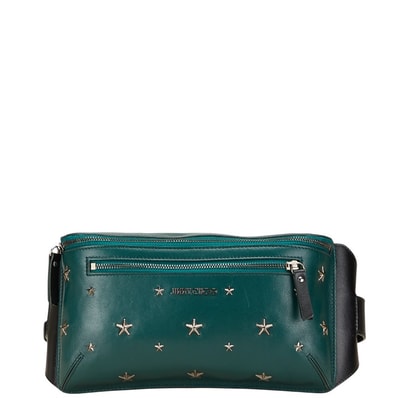 ジミーチュウ スタースタッズ ボディバッグ ウエストバッグ グリーン ブラック レザー レディース JIMMY CHOO 【中古】