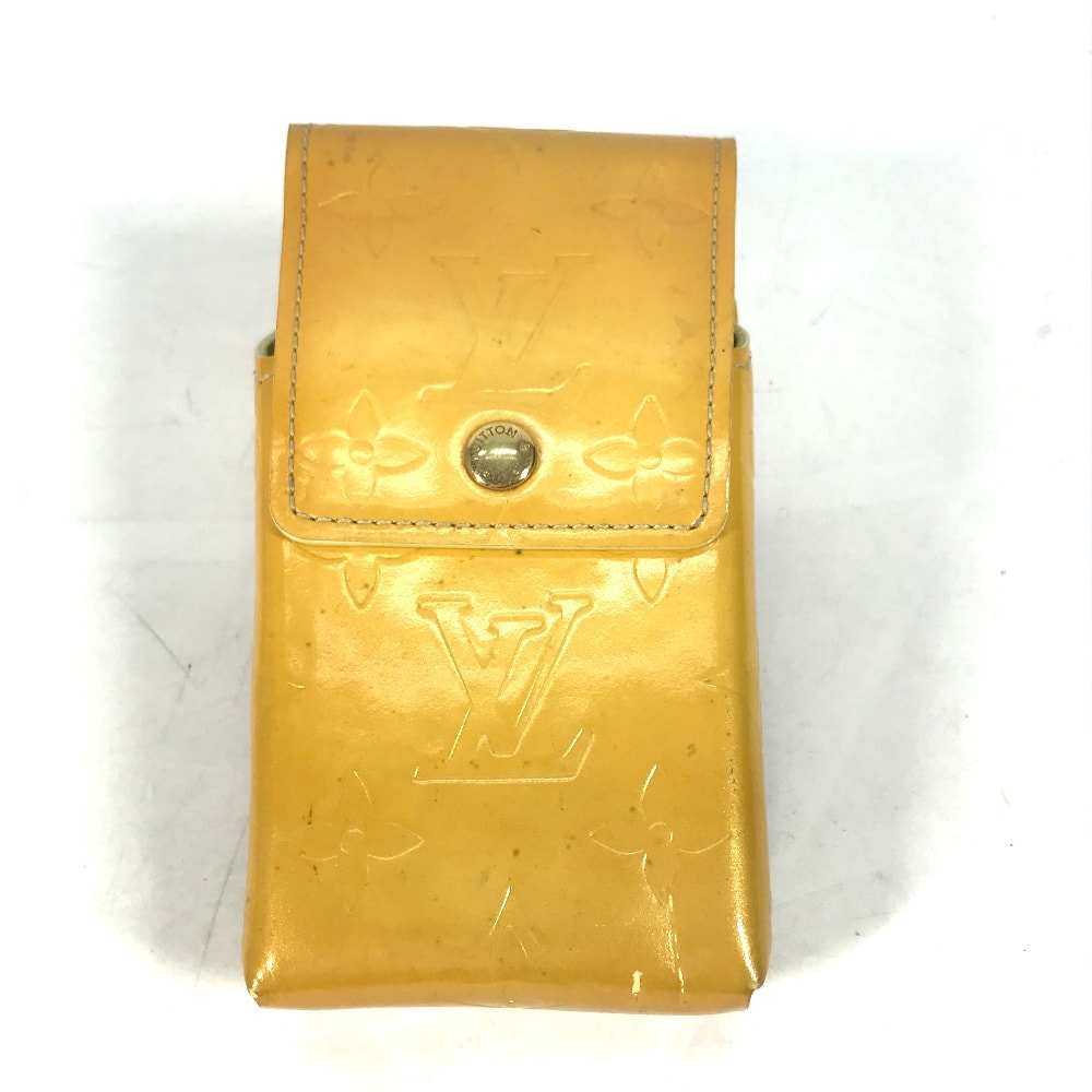 ルイヴィトン LOUIS VUITTON グリーン M91048 モノグラムヴェルニ ストラップ付 タバコケース ポーチ シガレットケース モノグラムヴェルニ ベージュ
