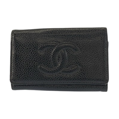 美品 CHANEL シャネル ココマーク ブラック 黒 ゴールド金具 レザー キーケース 6連 602743 【中古】