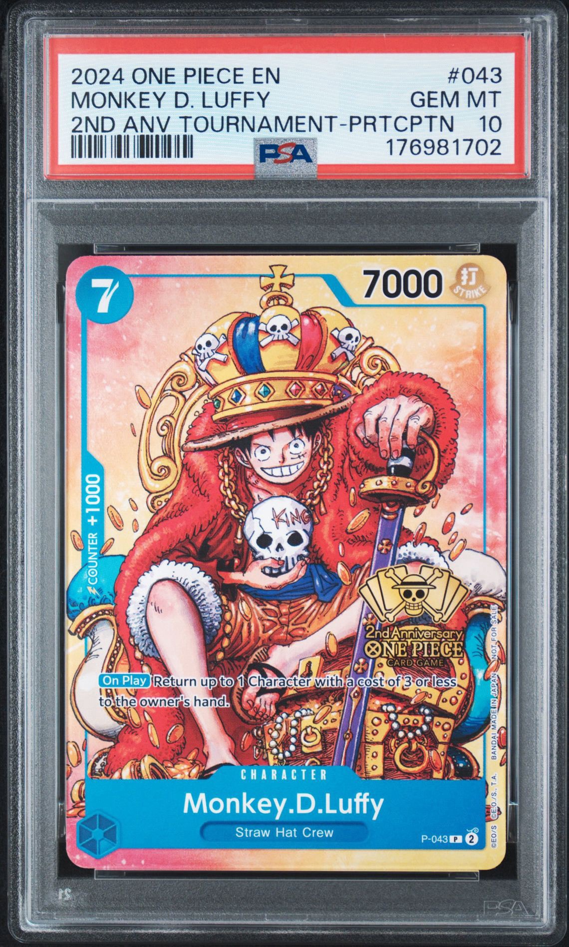 PSA10】モンキー・D・ルフィ P :参加賞 [P-043]【英語版