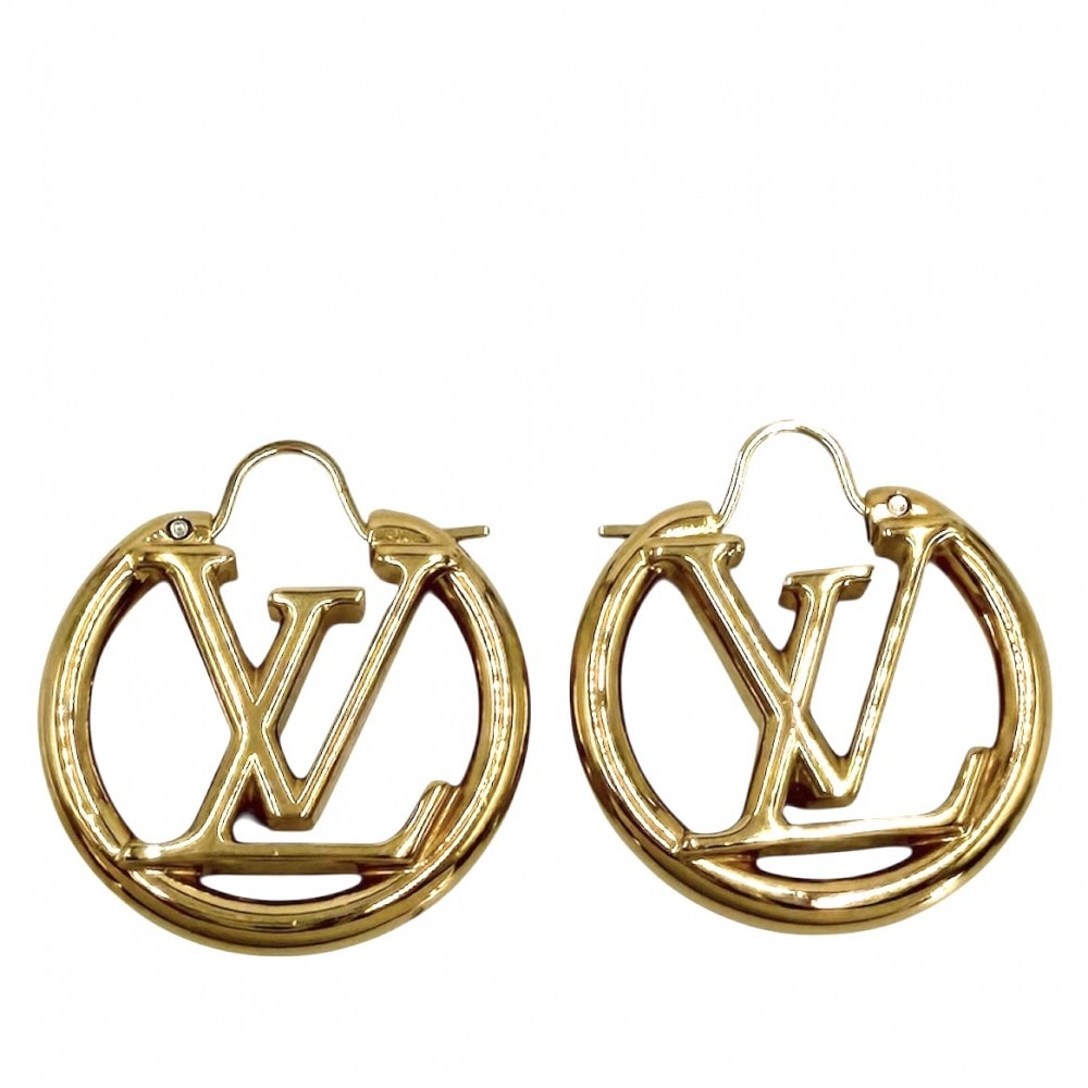 LOUIS VUITTON ルイヴィトン ピアス ルイーズ LV サークル アクセサリー M00396 ゴールド レディース 約14.6g【中古品】