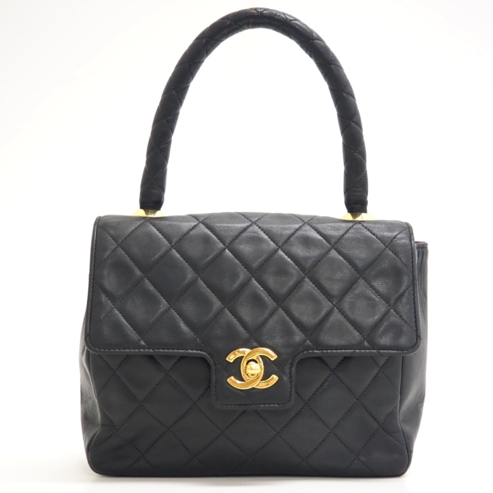 シャネル CHANEL ハンドバッグ ココマーク マトラッセ ターンロック ブラック