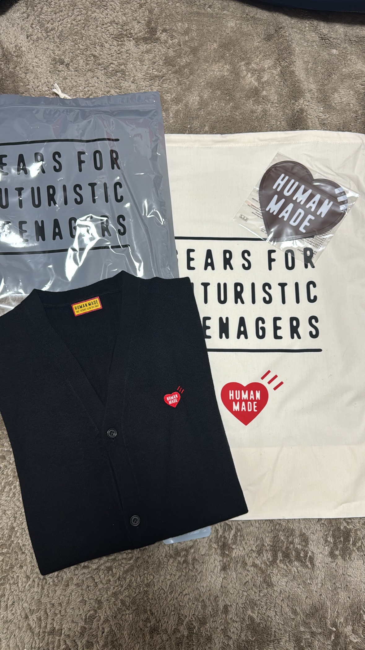 HUMAN MADE Heart Badge Knit Cardigan "Black"