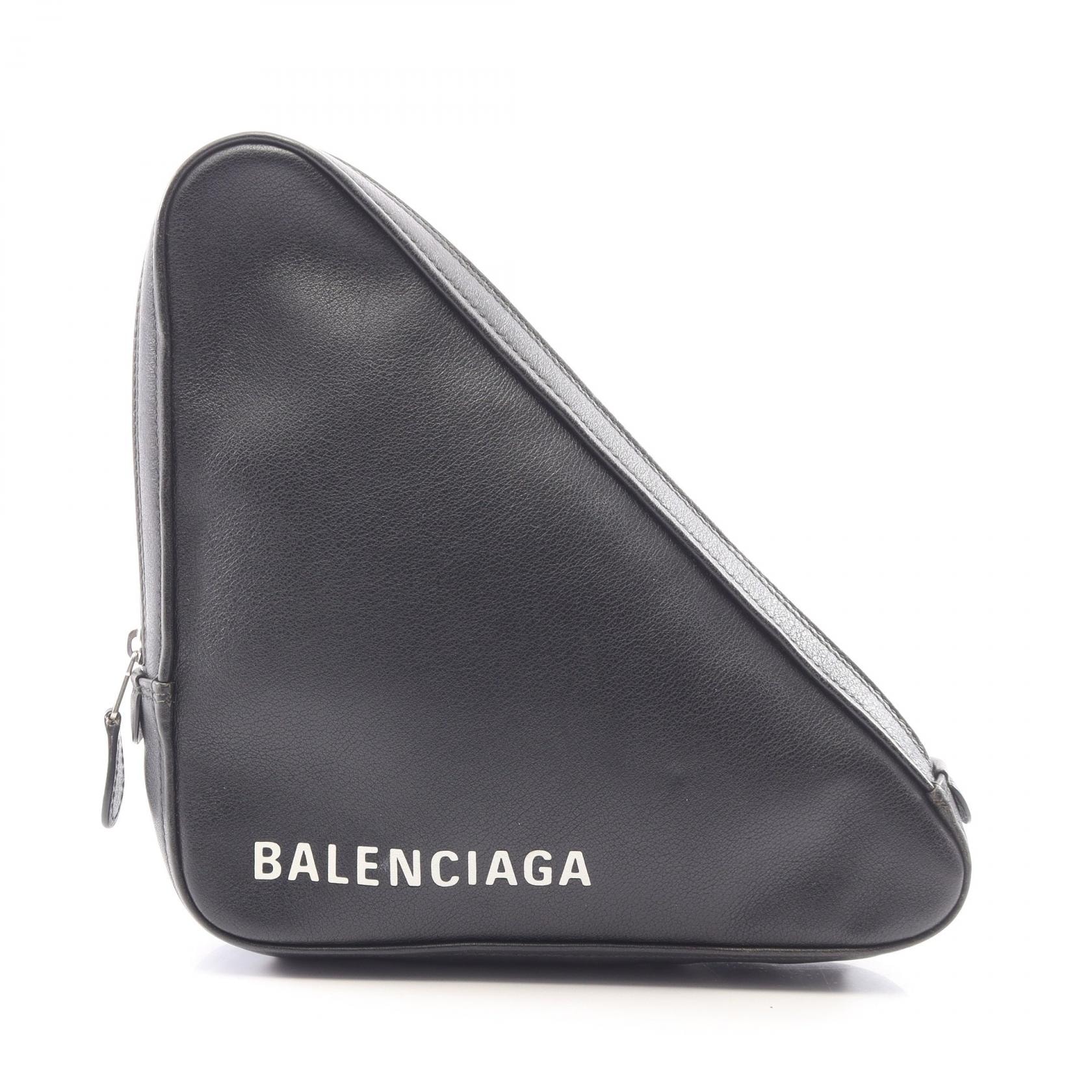 バレンシアガ BALENCIAGA トライアングル セカンドバッグ クラッチバッグ バッグ レザー レディース ブラック系 476976 【中古】