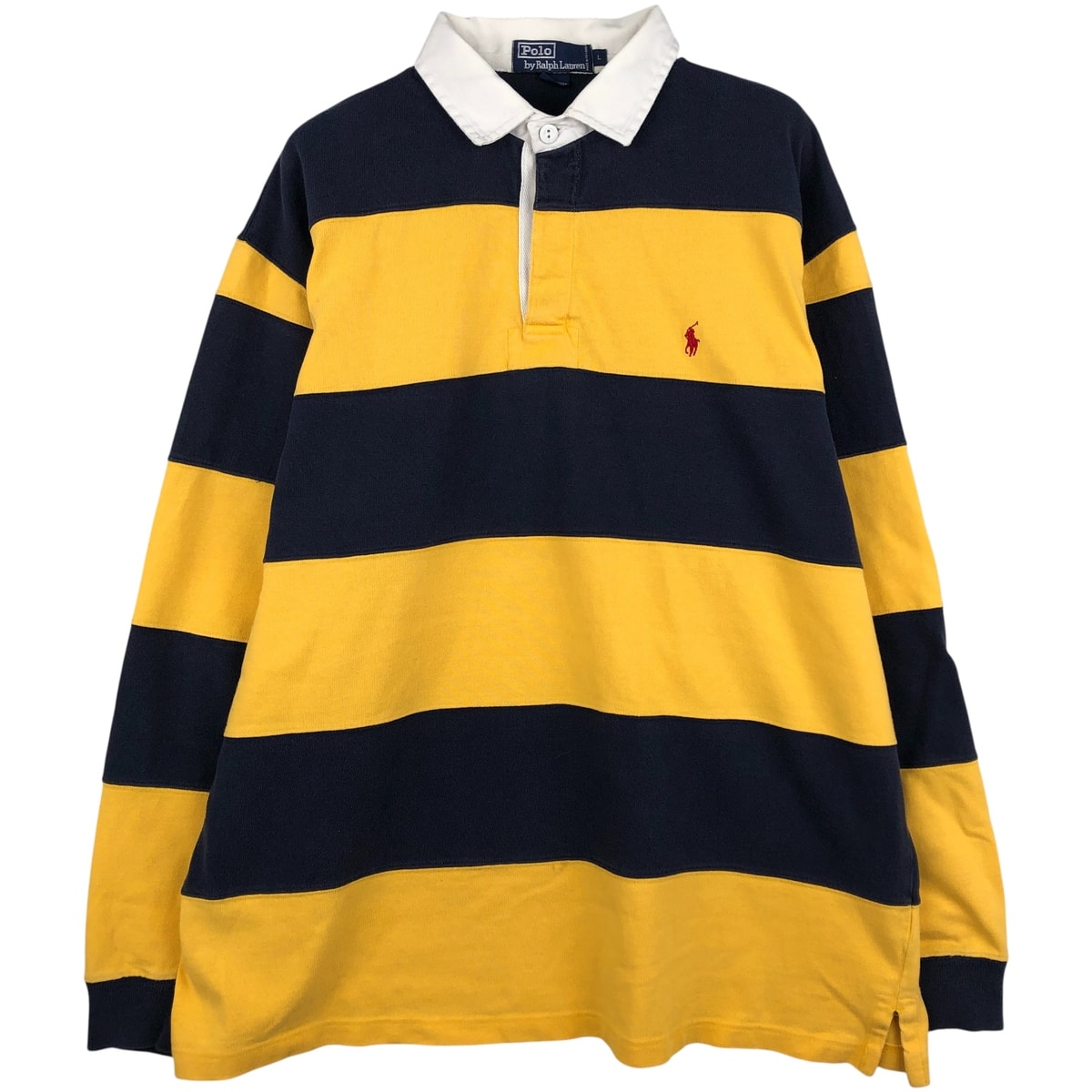 古着 ラルフローレン Ralph Lauren POLO by Ralph Lauren ボーダー柄 長袖 ラガーシャツ メンズL相当/eaa597692
