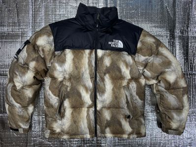 Supreme x The North Face Fur Print Nuptse Jacket "Brown"