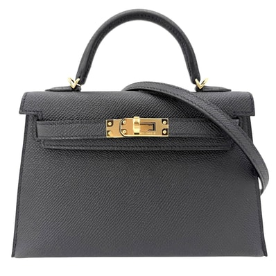HERMES エルメス 2WAY ミニケリー2 ショルダーバッグ ハンドバッグ 肩掛け 斜め掛け Mini Kelly 小さめ 外縫い G刻印 レザー ブラック 黒 ゴールド金具 レディース 美品 2026年【中古品】