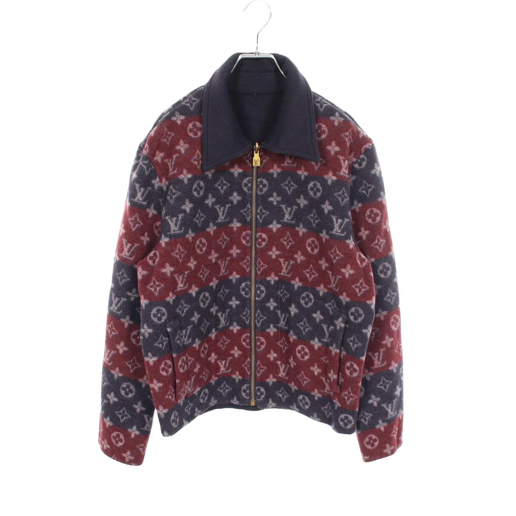 ルイ・ヴィトン LOUIS VUITTON モノグラム ダブルフェイス リバーシブル ワークウェア ブルゾン 衣料品 アウター ウール カシミヤ シルク レッド レディース ネイビー系 / レッド系 RM261MJ WLD HUB41E 【中古】