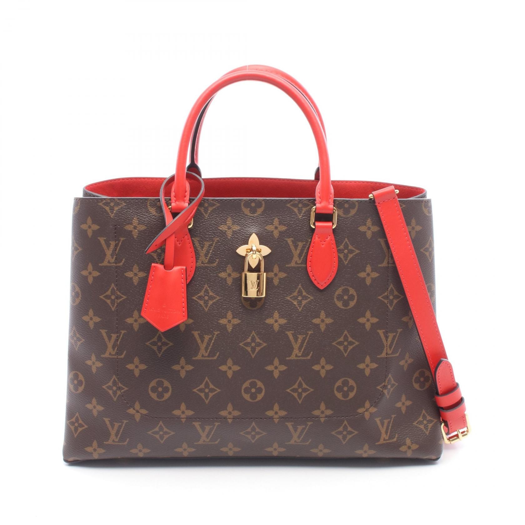 ルイ・ヴィトン LOUIS VUITTON フラワー トート 2WAY トートバッグ バッグ PVCコーティングキャンバス レザー モノグラム コクリコ レディース ブラウン系 / レッド系 M43553 【中古】