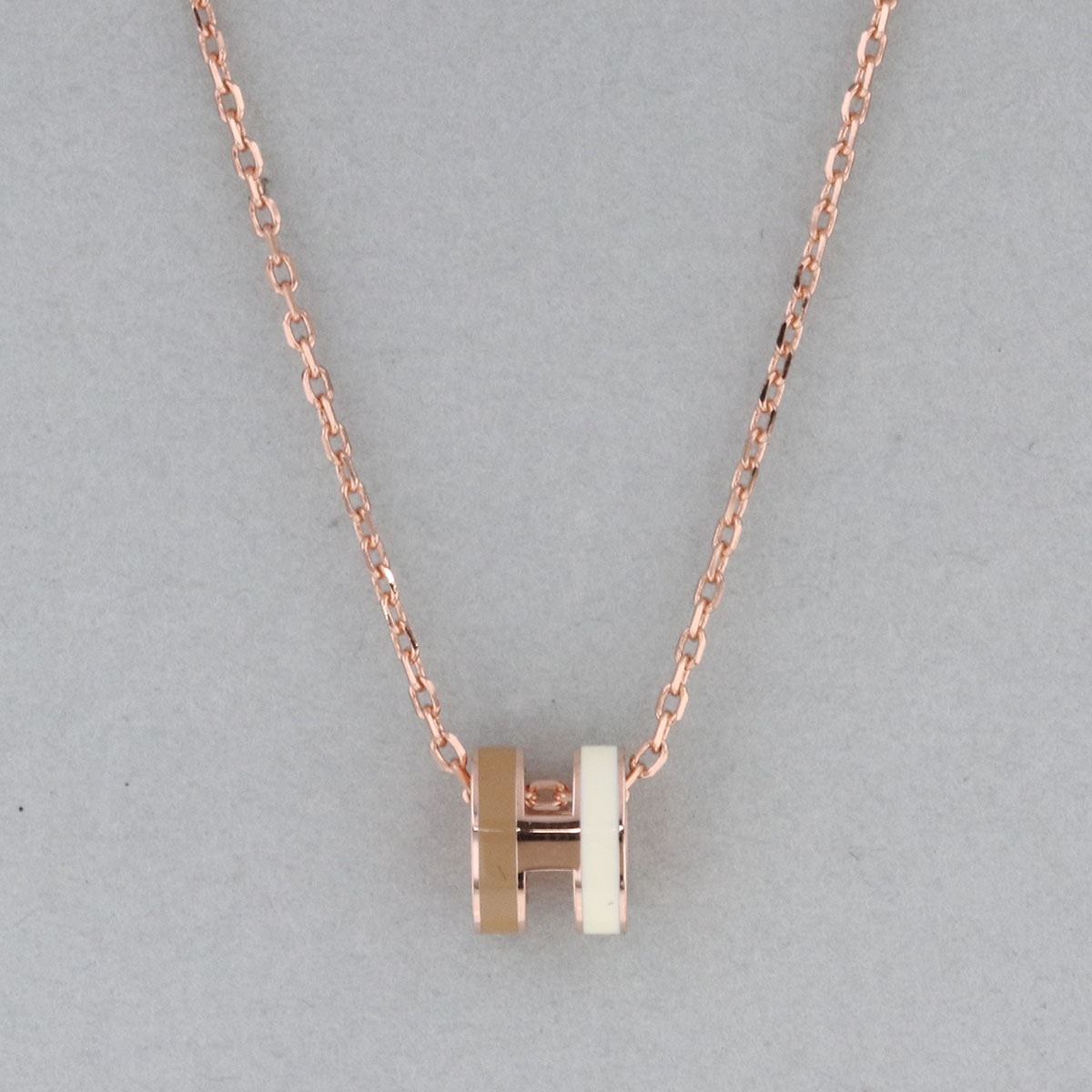 HERMES エルメス ミニポップアッシュ ペンダント ネックレス H147992 ピンクゴールド ホワイト ベージュ マロングラッセ レディース【中古】