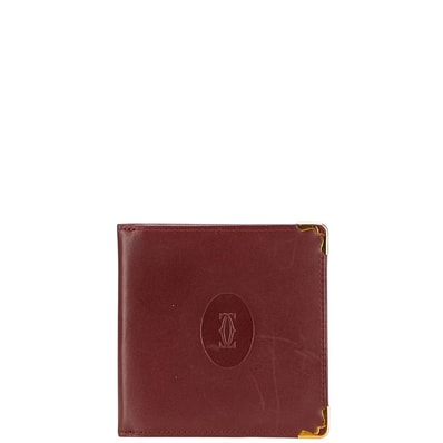 カルティエ マストライン 札入れ ワインレッド ゴールド レザー レディース CARTIER 【中古】