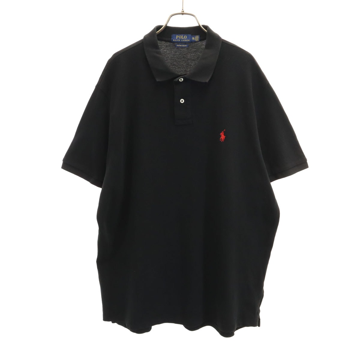 POLO RALPH LAUREN ポロラルフローレン 半袖 ポロシャツ XXL ブラック CUSTOM SLIM FIT 鹿の子