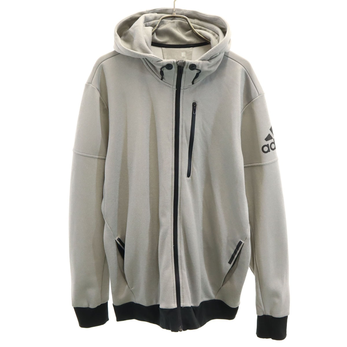adidas アディダス 長袖 ジップパーカー XO グレー