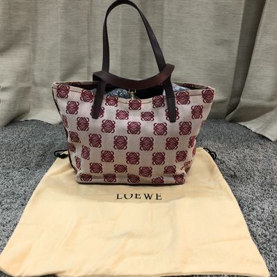 ロエベ モノグラム ミニトートバッグ レッド キャンバス